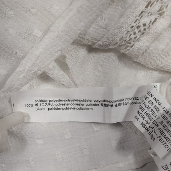 Zara Women’s M White Sheer Polka Dot Lace Ruffle Long Sleeve Blouse Boho Cottage - Picture 10 of 11